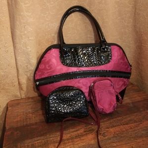 Maroon And Black Travel Bag Set
